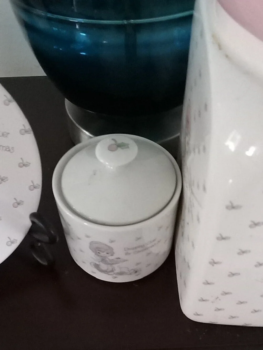 Enesco Pink and White Ceramic Percious Moment 3 pieceSet